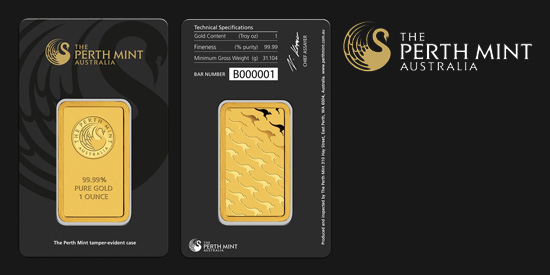Zlatý investiční slitek, 31.1 gramů, Perth Mint